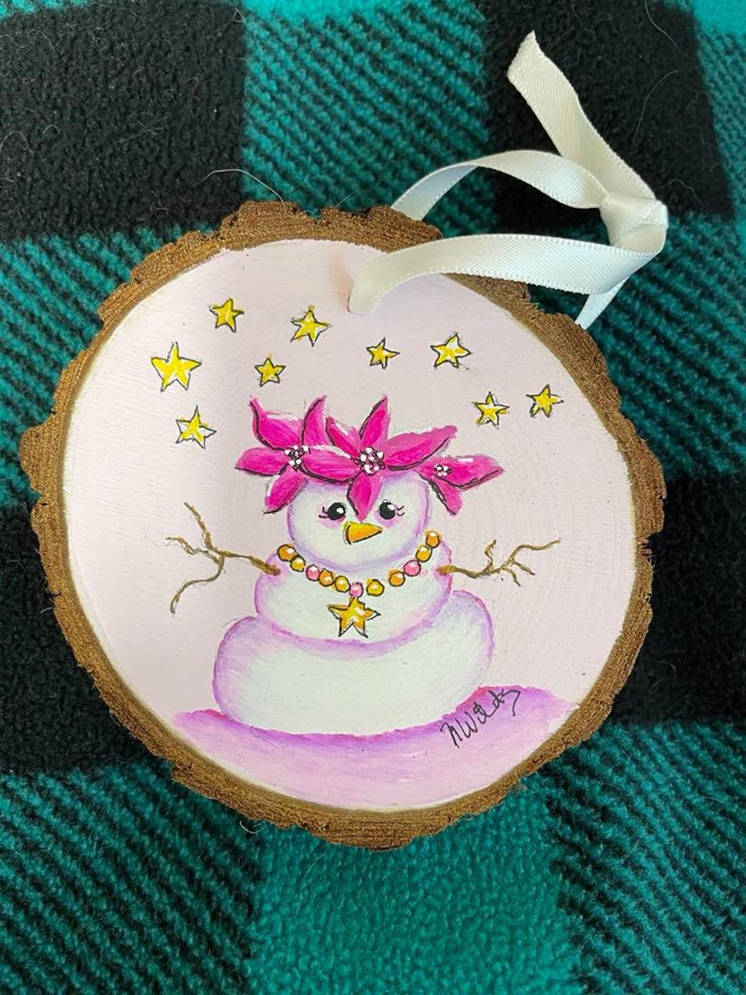 Hand Painted Snowman Wood Slice Ornament: Christmas Decoration - Etsy