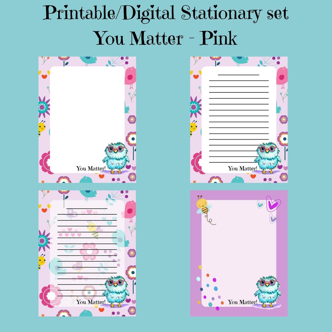 Printable Message Paper Printable Stationary/digital Note Paper/instant Download Cute Animals ...