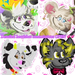Digital detailed headshot furry commissions (read desc)