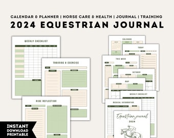 Equine Planner, Printable Equestrian Journal, Horse Health Barn Manager, Equines Feed Chart, Equestrians Training Template, Ride Binder 2024
