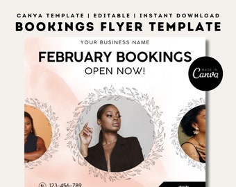 February Bookings Flyer | Editable Canva Template | Social Media Marketing | Hair | Lashes | Wigs | Nails | Make up | Valentines Day Flyer