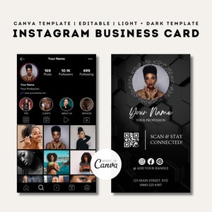 Instagram Visitenkarte | Bearbeitbare Canva-Vorlagen | QR-Code Visitenkarten | IG Digital Karte | Druckbare Social Media Karten | DIY-Vorlage