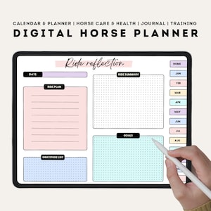 Horse Planner 2023, Digital Equestrian Riding Journal, Equine Diary, Barn Manager, Equestrians Training Template, Care Log, Equines Gift
