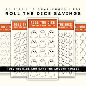 Roll The Dice Savings Challenge | PRINTABLE A6 Halloween Money Saving Challenges Bundle | Set Of 10 | PDF