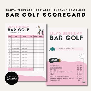 Editable bar golf scorecard