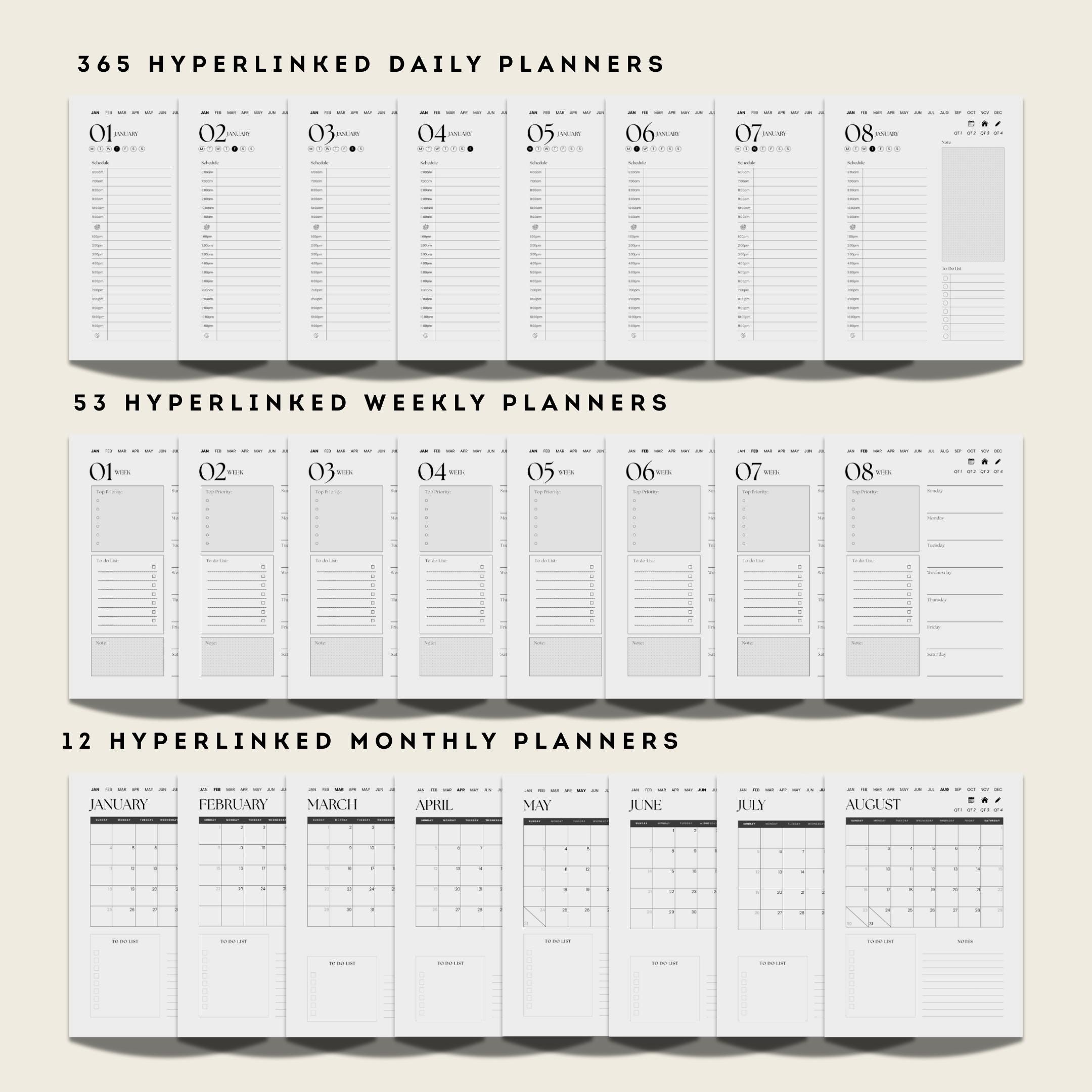 2026 Digital Planner for Remarkable: Hyperlinked PDF, Daily Weekly ...