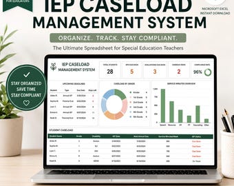 IEP-caseloadbeheersysteem | Tracker speciaal onderwijs | IEP-deadlinetracker | Casemanager-spreadsheet | Excel Google Spreadsheets