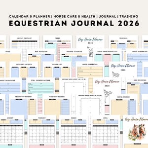 Horse Planner 2026, Printable Equestrian Riding Journal, Equine Diary, Fillable Barn Manager, Equestrians Training Template, Equines Gift