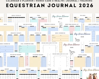 Horse Planner 2026, Printable Equestrian Riding Journal, Equine Diary, Fillable Barn Manager, Equestrians Training Template, Equines Gift