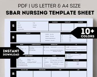 SBAR Nursing Template Sheet, Printable Sbar Format Template, Nurse Report Sheet, ICU Nurse Report, RN Nursing School Sbar, Nurse Brain Sheet