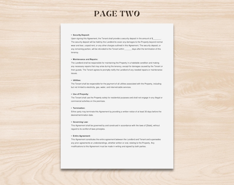 Rental Agreement Template | Editable Lease Contract for Landlords | Printable Residential House Rental Forms | Google Docs, Word & PDF image 5