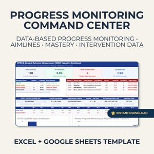 MTSS Progress Monitoring Spreadsheet | DBI Aimline & Roi Tracker | IEP Data-Based Individualization Excel Google Sheets Template