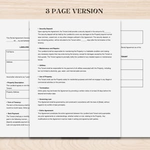 Rental Agreement Template | Editable Lease Contract for Landlords | Printable Residential House Rental Forms | Google Docs, Word & PDF image 3