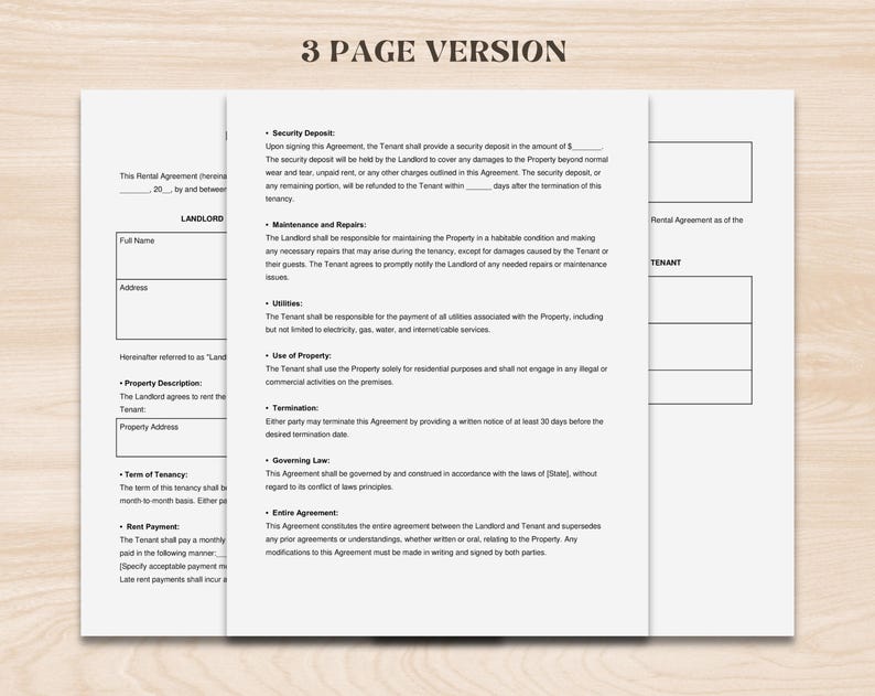 Rental Agreement Template | Editable Lease Contract for Landlords | Printable Residential House Rental Forms | Google Docs, Word & PDF image 3