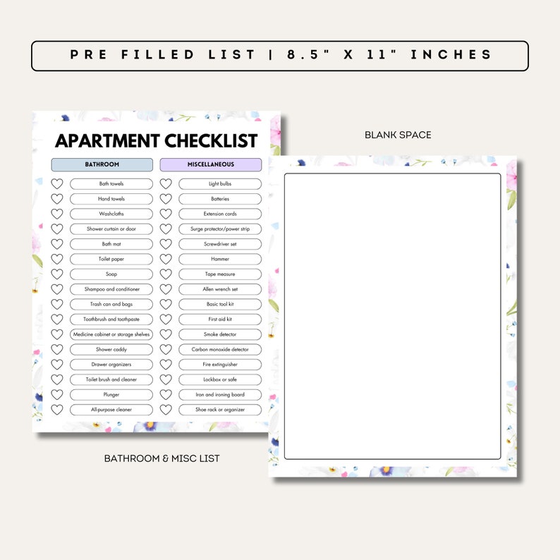 First Apartment Checklist Editable Canva Template Printable New Home ...