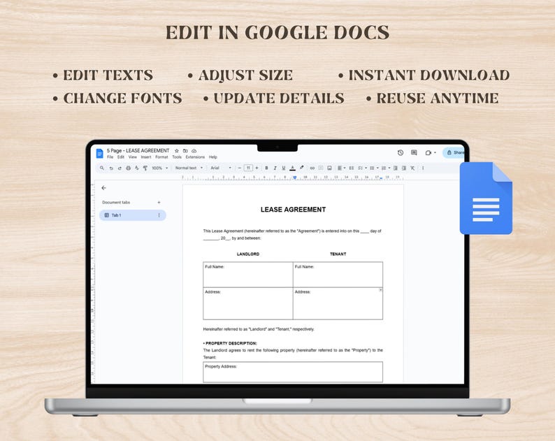 Rental Agreement Template | Editable Lease Contract for Landlords | Printable Residential House Rental Forms | Google Docs, Word & PDF image 7