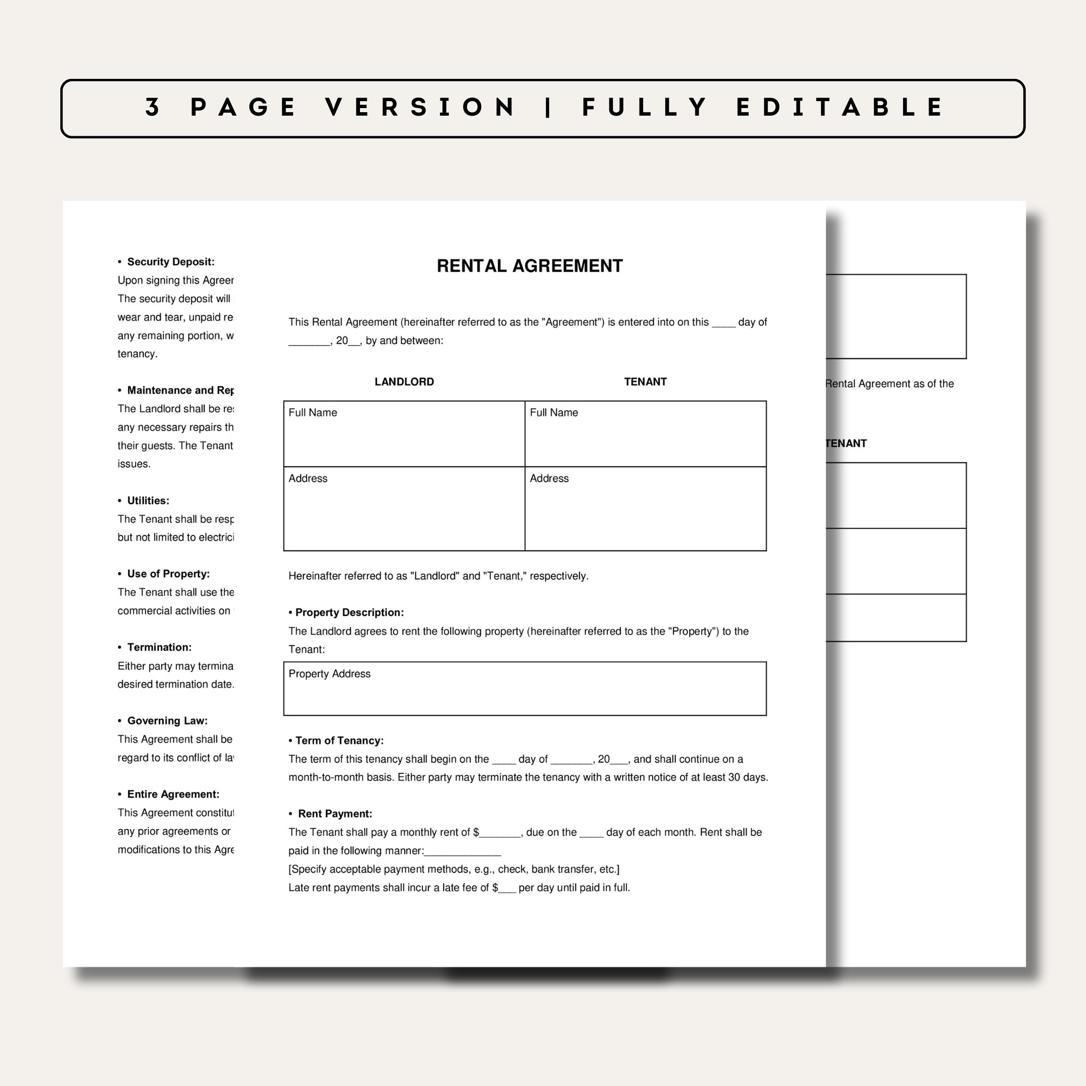 New Contract Rent Request Form Rental Agreement Templates | Simple Editable Rental Agreements Form ...