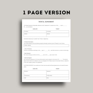 Basic Rental Agreement Template, Printable Landlord Forms, Editable Lease Contract, Google Docs, Word, PDF, Simple Rental Agreement Fillable image 4