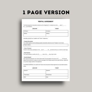 Basic Rental Agreement Template, Printable Landlord Forms, Editable ...