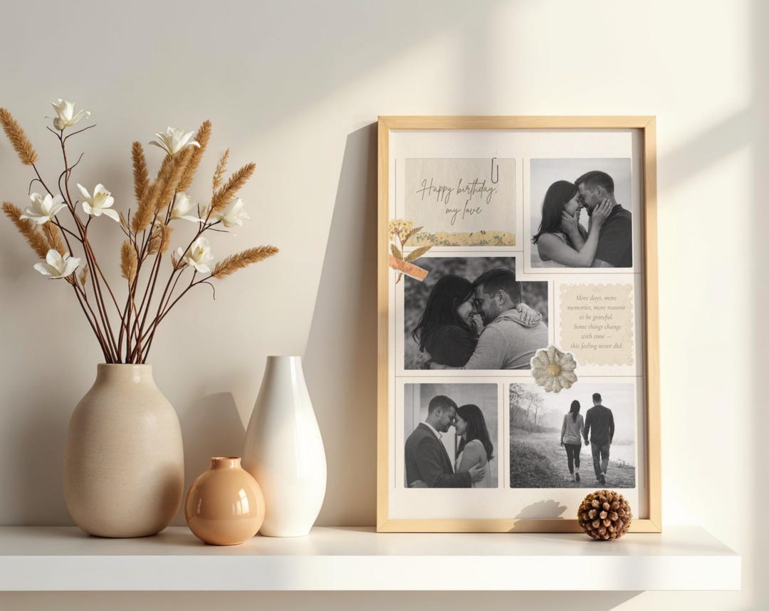 Photo Collage Canva Template | Romantic Anniversary Birthday Gift ...
