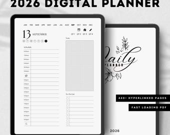 Digitale planner 2026: GoodNotes & Notability iPad-sjabloon met dagelijkse tijdblokkering, wekelijkse en maandelijkse planners | Kwartaaldoelen bijhouden