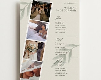 Wedding Photography Price List | Editable Canva Template