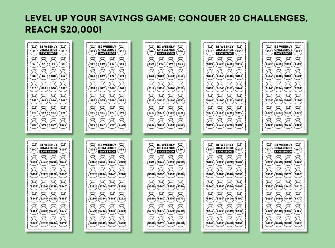 Bi Weekly Savings Challenge, Printable Biweekly Saving Challenges, 26 ...