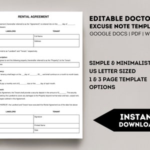 Basic Rental Agreement Template, Printable Landlord Forms, Editable Lease Contract, Google Docs, Word, PDF, Simple Rental Agreement Fillable image 3