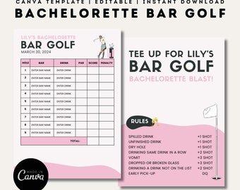 de carte de score de golf de bar | Invitations d'enterrement de vie de jeune fille | Modèles de toile modifiables | carte de pointage rose de crawl de golf de Zazzle.be Liste d'envies Vous avez des idées ? Faire-part imprimable