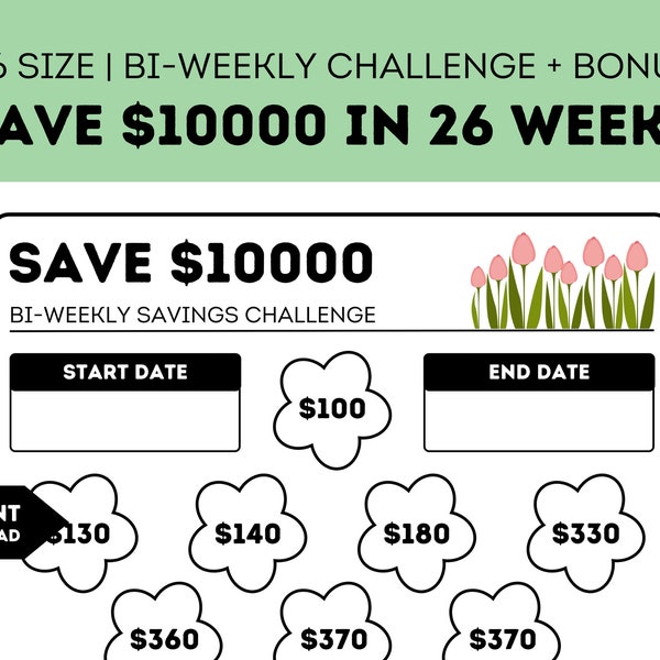 Biweekly Savings Challenge - Etsy