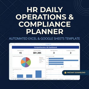 HR Daily Planner Spreadsheet | Employee Database, PTO Tracker, Payroll Calculator, Recruiting, Leave & Shift Trackers | Excel Google Sheets