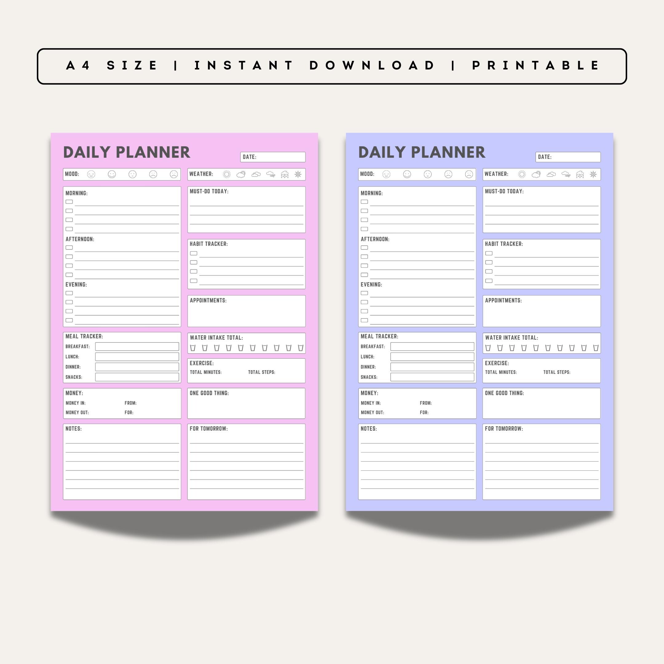 ADHD Daily Planner: Printable A4 Productivity Planner (PDF Download) - Etsy