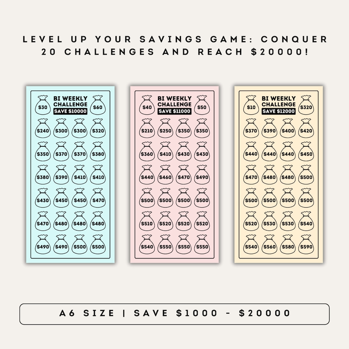 Bi Weekly Savings Challenge Printable 26 Week Saving Challenge Bundle ...