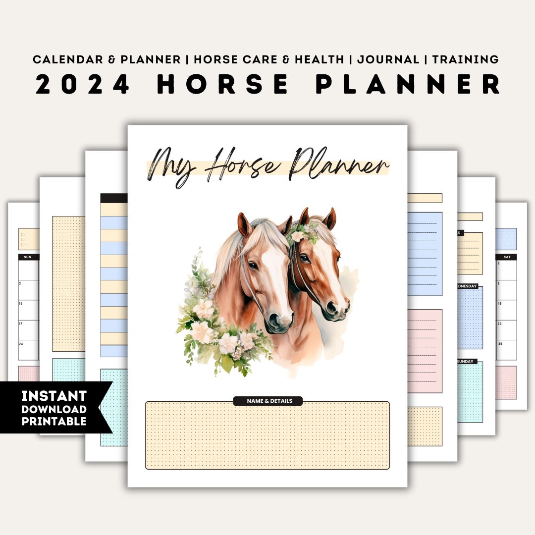 Horse Planner 2024, Printable Equestrian Riding Journal, Equine Diary, Fillable Barn Manager