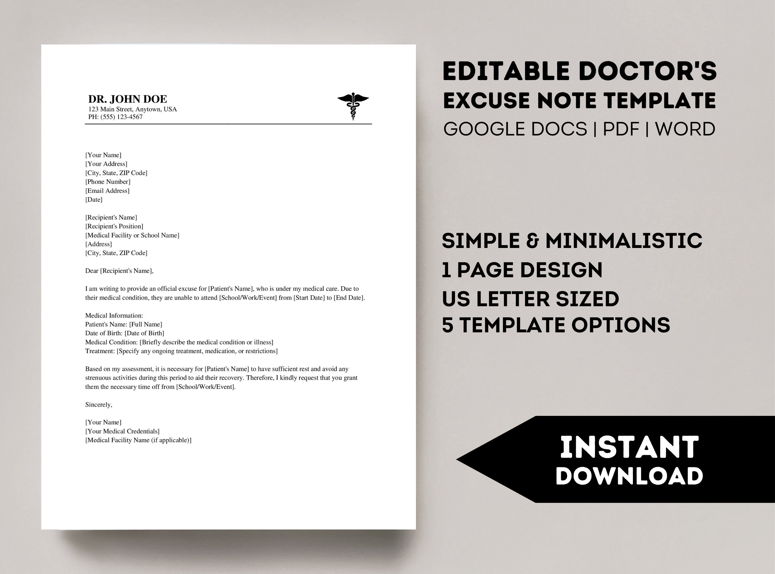 Editable Doctors Excuse Note Template, Printable Doctor's Excuse Work ...