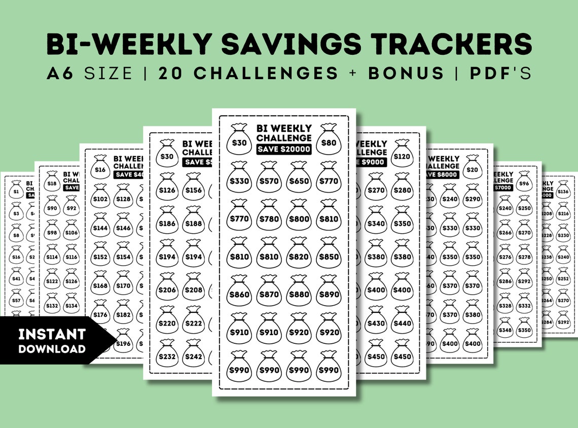 Bi Weekly Savings Challenge Printable Biweekly Saving Challenges 26 Bi Weekly Savings Challenge Printable Biweekly Saving Challenges 26