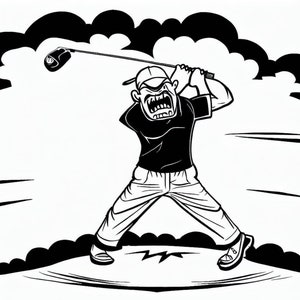 Archivo digital SVG / Dibujos animados de golfista enojado / Breaking Golf Club