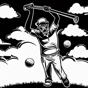 File digitale SVG / Fumetto arrabbiato del golfista / Breaking Golf Club