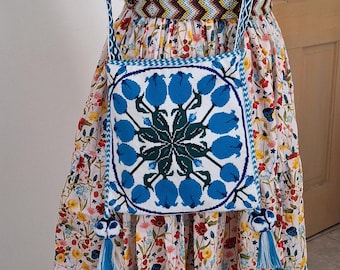 Handgemachte Huichol-Tasche, indigene Sacred Geometry Morral, Boho Satchel