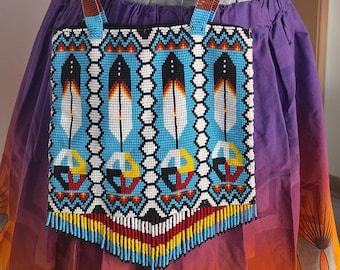 Indianer Perlenbeutel: Adlerfeder Medizinrad Design