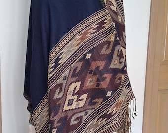 Bestickter Wende Pashmina Schal: Leichter Reise Schal