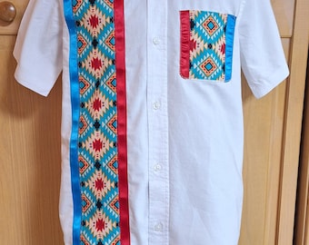Boys Youth Ribbon Shirt, Boys Ceremonial Shirt, Boys Pow Wow, Ribbon Shirt,  Boys Ribbon Shirt with Functional Pocket