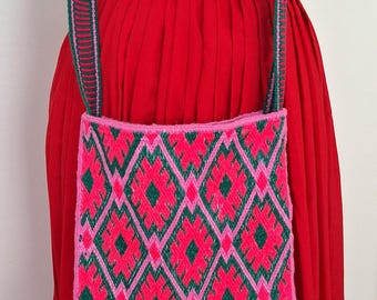 Bolso Morrale Huichol: Cartera de geometría sagrada indígena, morrale, bolso tradicional unisex