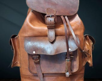Travel Bookbag, Lederrucksack, handgefertigter Rucksack, langlebiger Lederrucksack