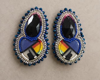 Beaded Earrings, Dentalium Earrings, Horse Hair Earrings, Dentalium, Beaded Dangle,