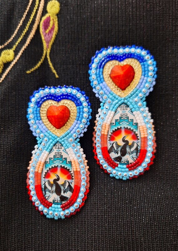 Beaded Earring Beaded Earrings Indigenous Native Made Beaded Earrings Aunty Earrings Dentalium Shells Boho Etsy