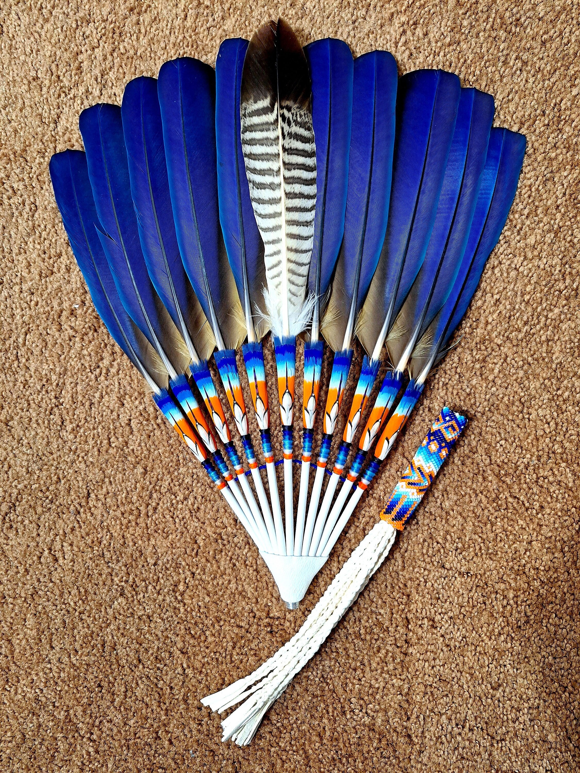 Deluxe Authentic Native American Indian Navajo Prayer Smudge Feather Fan -   Log Cabin Decor