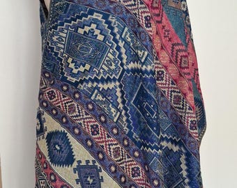Embroidered Reversible Pashmina Shawl: Lightweight Travel Scarf