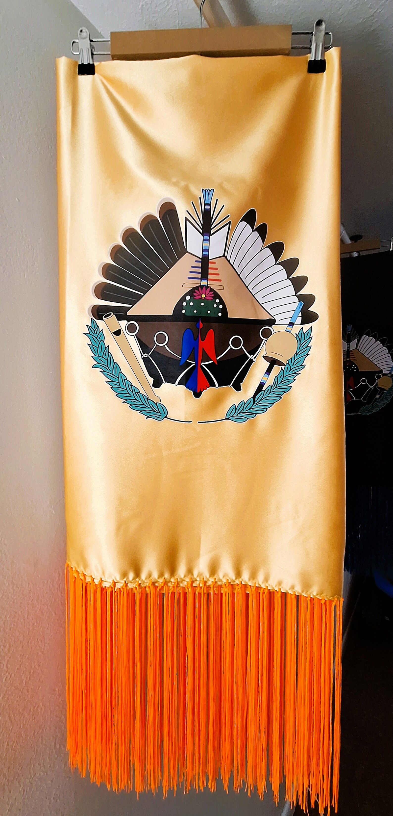 NAC Prayer Shawl Satin With Fringe Waterbird & Instrument Print - Etsy