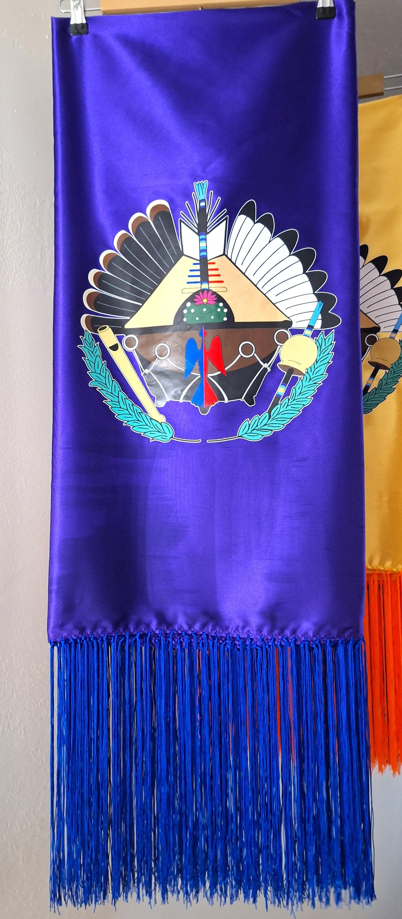 NAC Prayer Shawl Satin With Fringe Waterbird & Instrument Print - Etsy